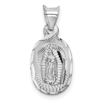 14k White Gold Our Lady of Guadalupe Oval Charm