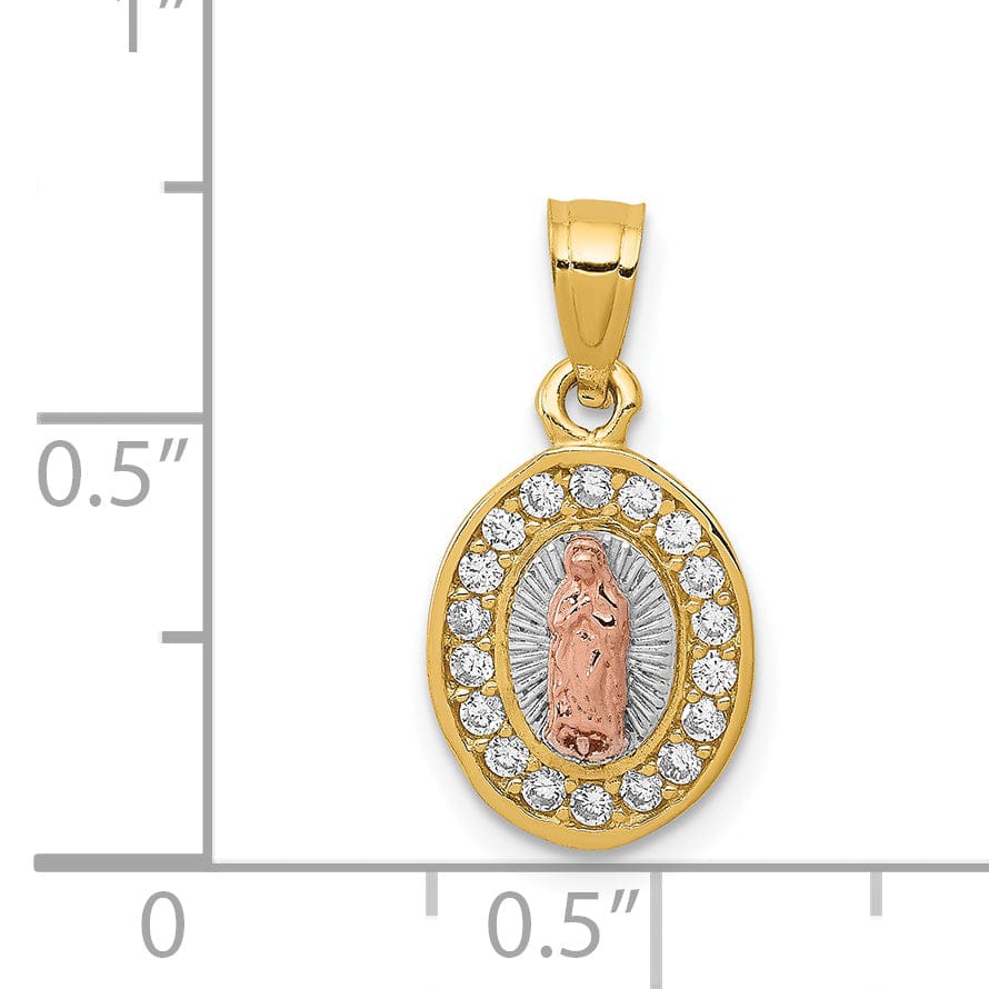 14k Two Tone Gold Oval Lady of Guadalupe Charm