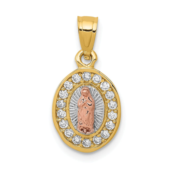 14k Two Tone Gold Oval Lady of Guadalupe Charm