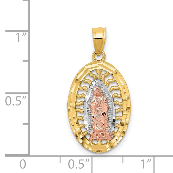 14k Two Tone Gold Oval Lady of Guadalupe Charm