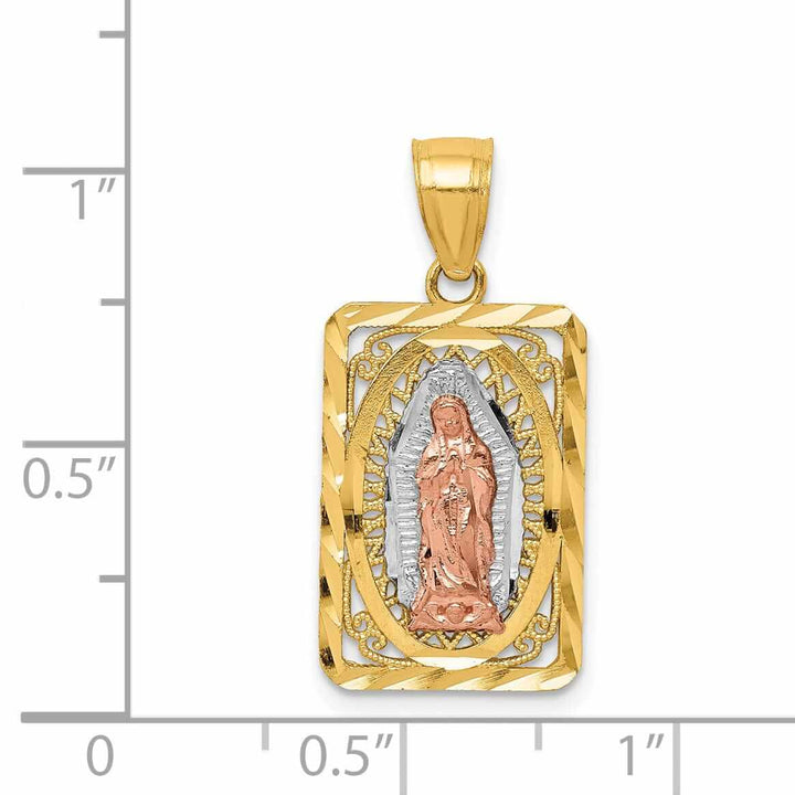 14 Two Tone Gold Square Lady of Guadalupe Charm