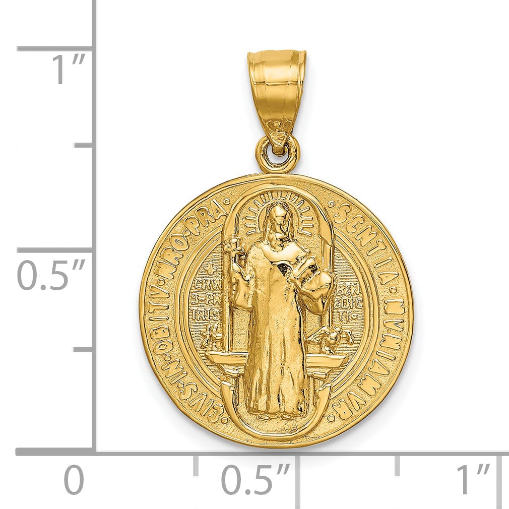 14k Yellow Gold San Benito Round Medal Pendant