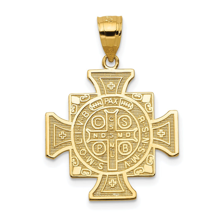 14k Yellow Gold San Benito Cross Medal Pendant