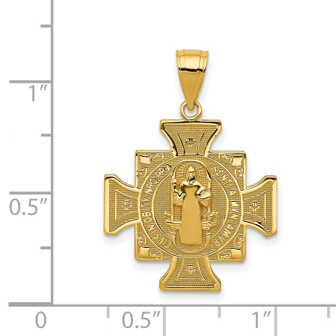 14k Yellow Gold San Benito Cross Medal Pendant