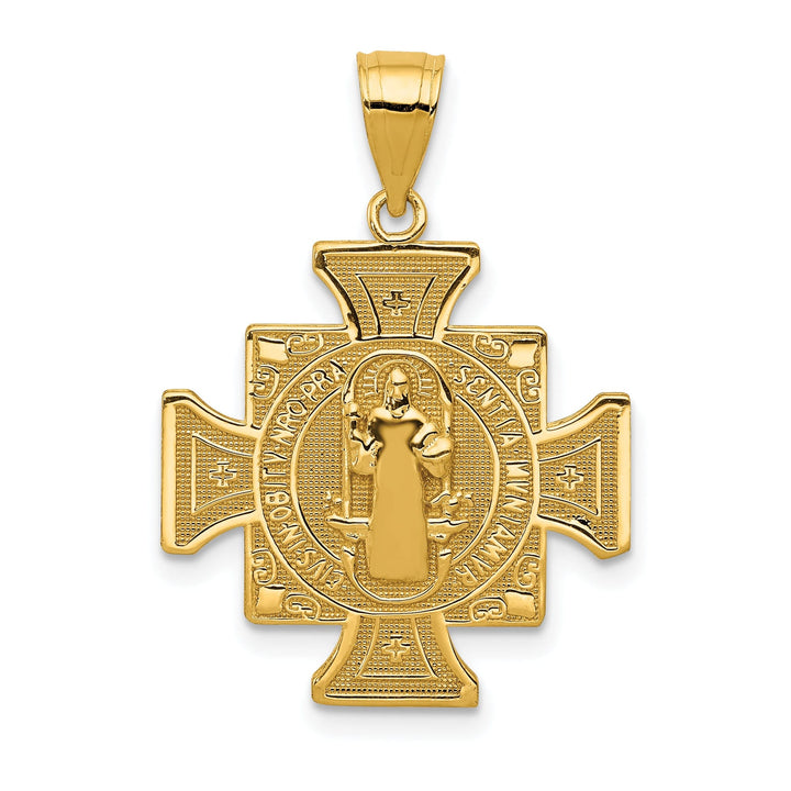 14k Yellow Gold San Benito Cross Medal Pendant