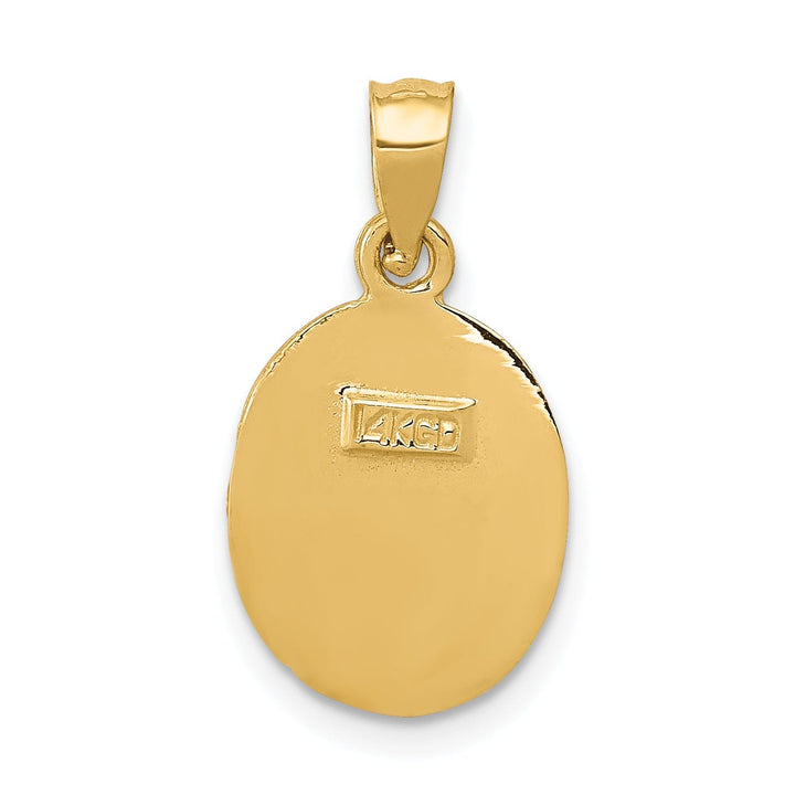 14K Yellow Gold Satin Polished D.C Finish Oval Shape Baptism Pendant