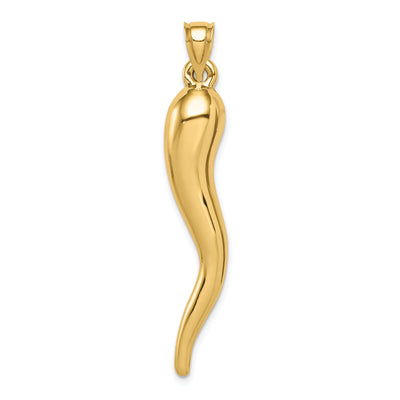 14k Yellow Gold Casted Hollow Polished Finish 3D Italian Horn Charm Pendant at $ 149.19 only from Jewelryshopping.com