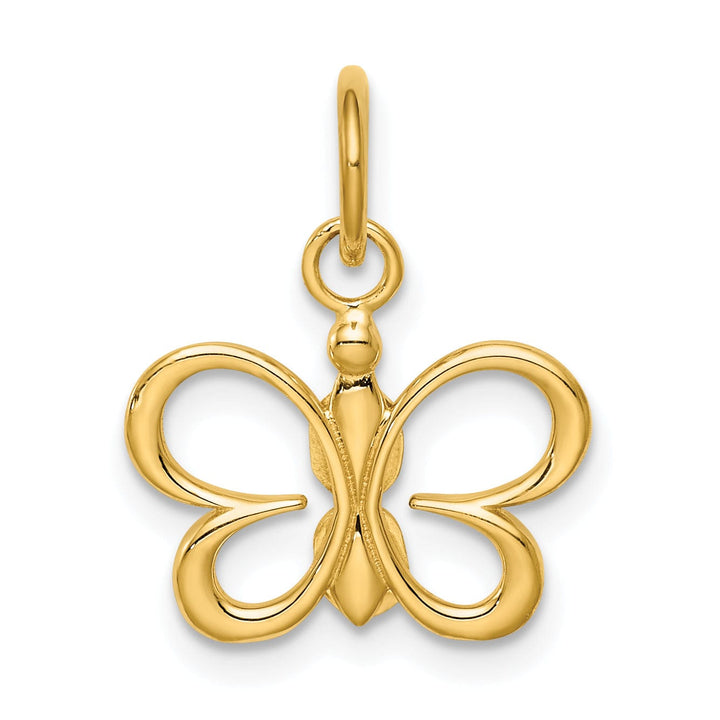 14k Yellow Gold Open Back Solid Casted Polished Finish Butterfly Charm Pendant