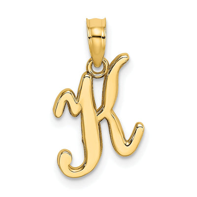14K Yellow Gold Fancy Script Design Letter K Initial Charm Pendant at $ 96.07 only from Jewelryshopping.com
