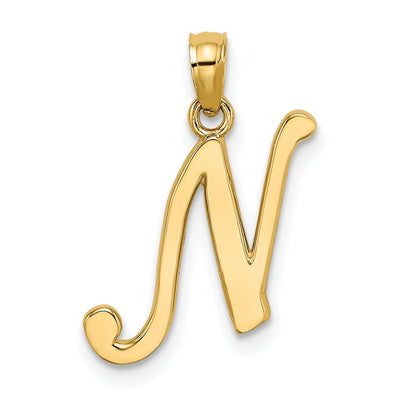 14K Yellow Gold Fancy Script Design Letter N Initial Charm Pendant at $ 98.07 only from Jewelryshopping.com