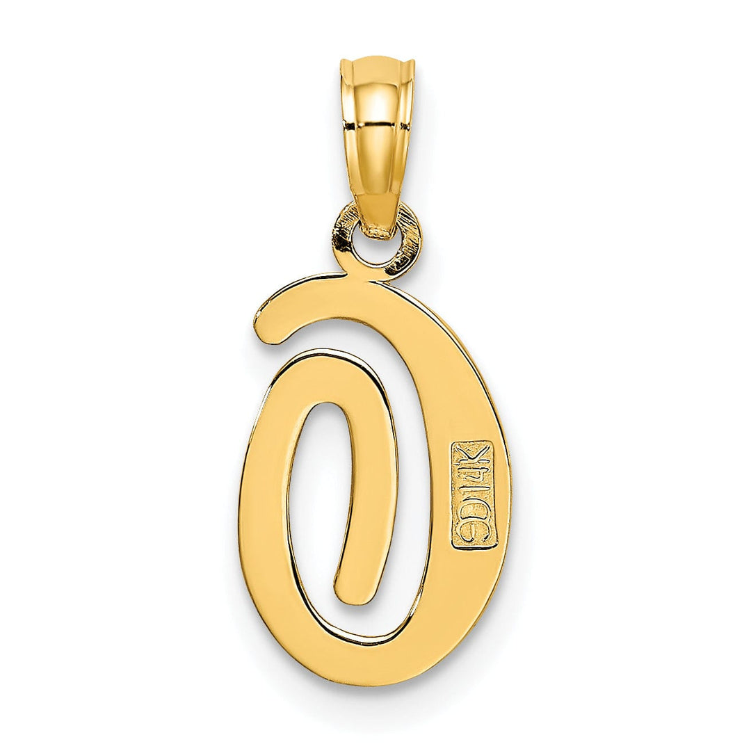 14K Yellow Gold Fancy Script Design Letter O Initial Charm Pendant