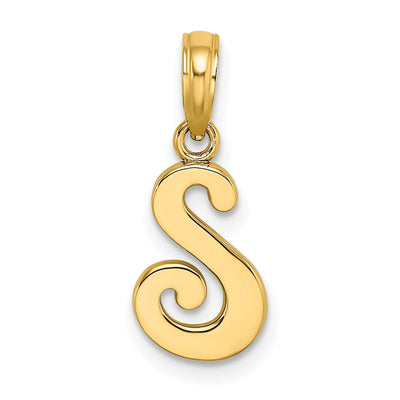 14K Yellow Gold Fancy Script Design Letter S Initial Charm Pendant at $ 81.06 only from Jewelryshopping.com