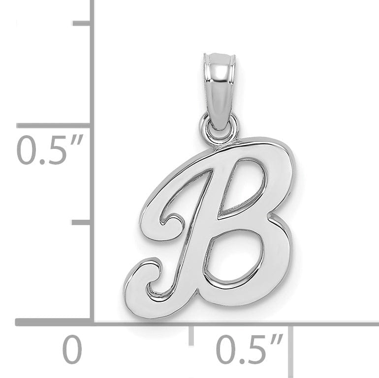 14K White Gold Fancy Script Design Letter B Initial Pendant