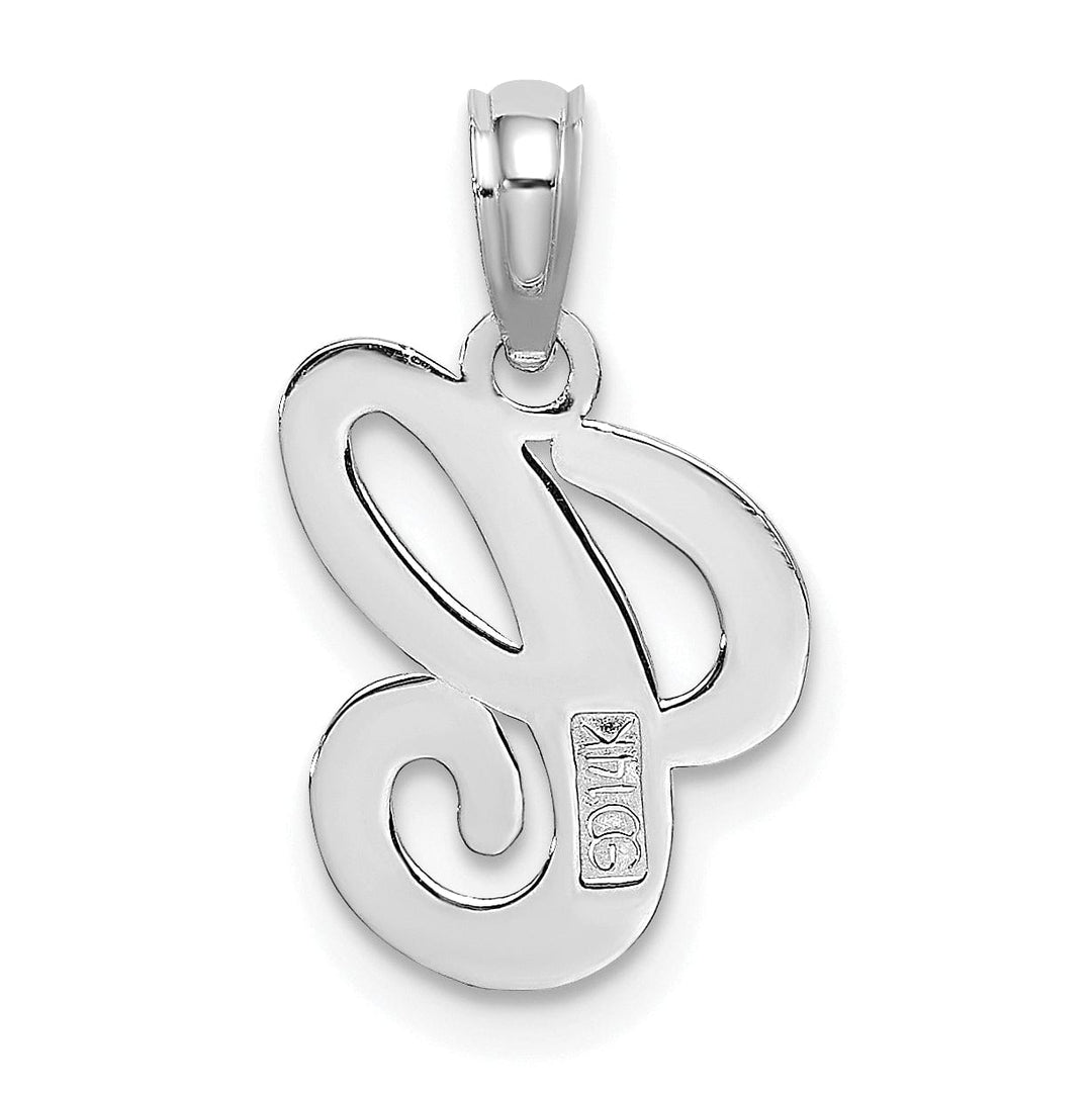 14K White Gold Fancy Script Design Letter C Initial Pendant