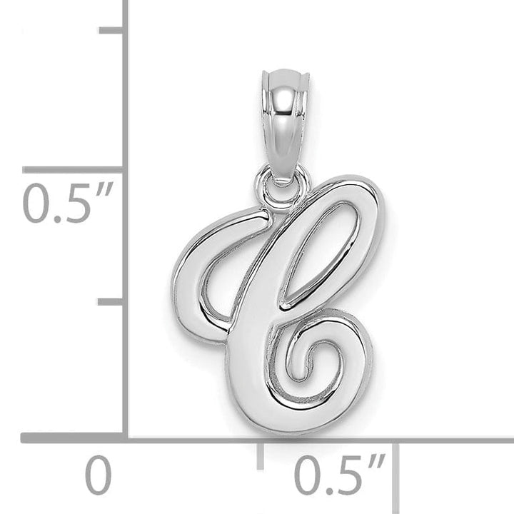 14K White Gold Fancy Script Design Letter C Initial Pendant