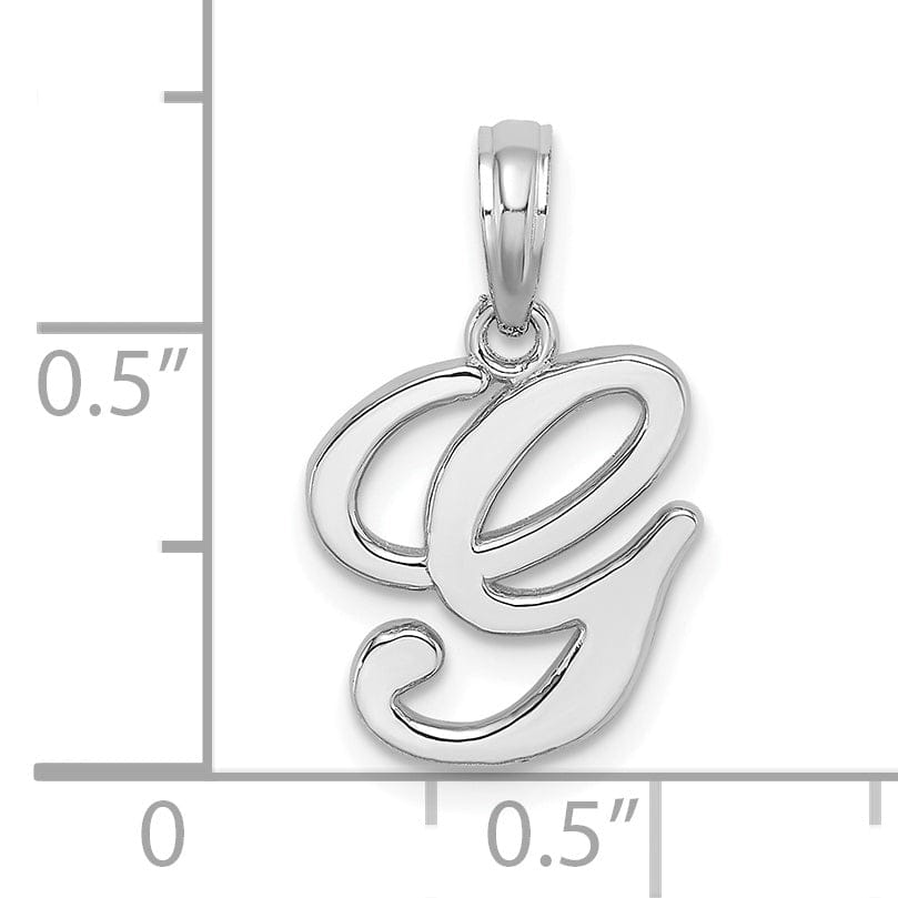 14K White Gold Fancy Script Design Letter G Initial Pendant