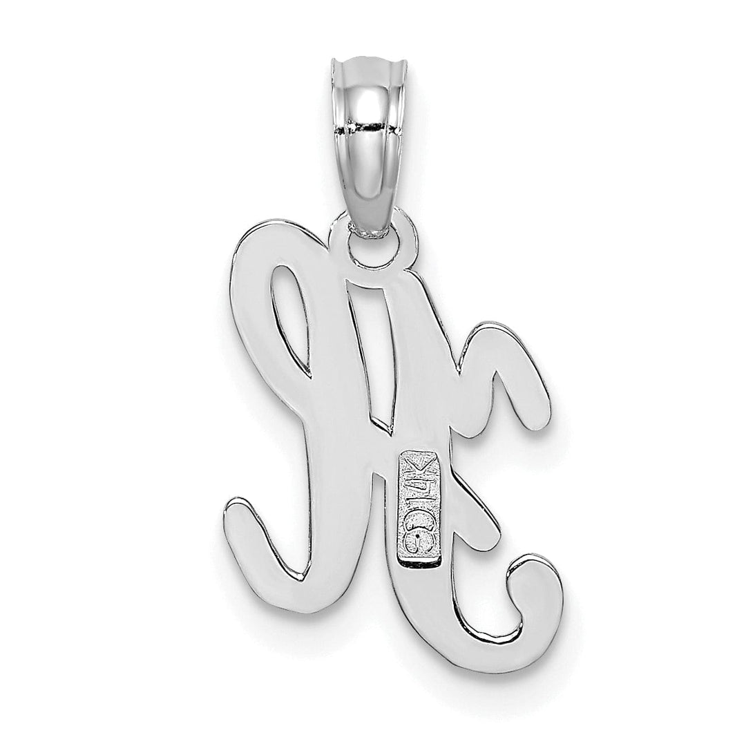 14K White Gold Fancy Script Design Letter H Initial Pendant