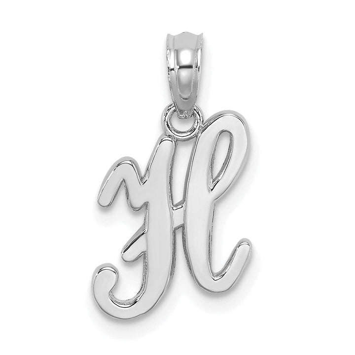 14K White Gold Fancy Script Design Letter H Initial Pendant