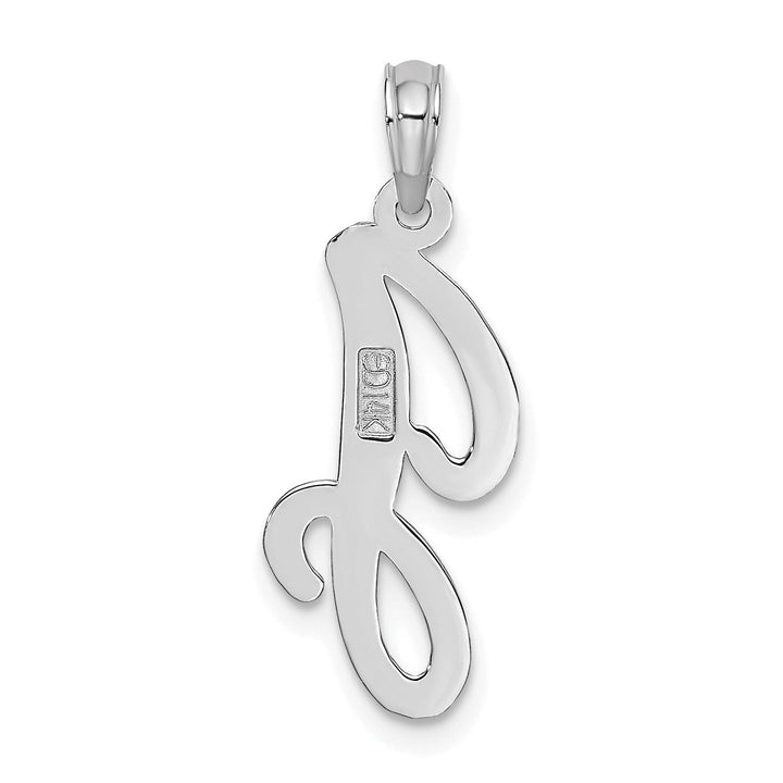 14K White Gold Fancy Script Design Letter J Initial Pendant