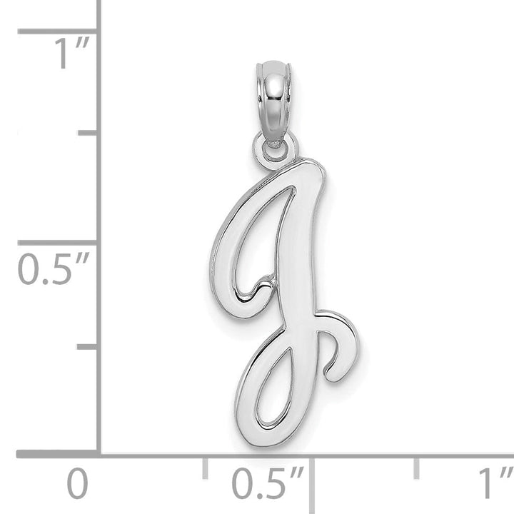 14K White Gold Fancy Script Design Letter J Initial Pendant