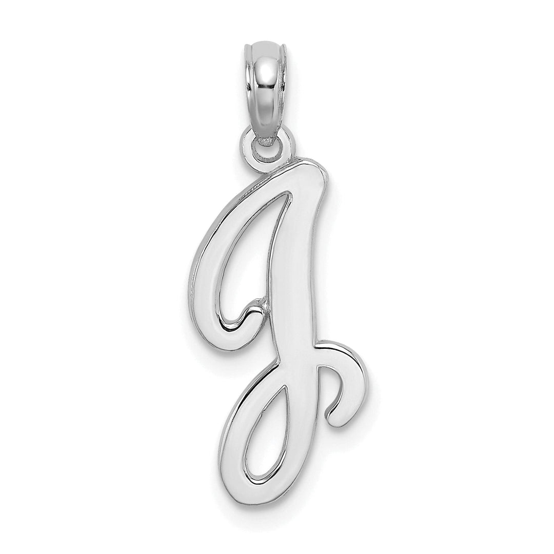 14K White Gold Fancy Script Design Letter J Initial Pendant