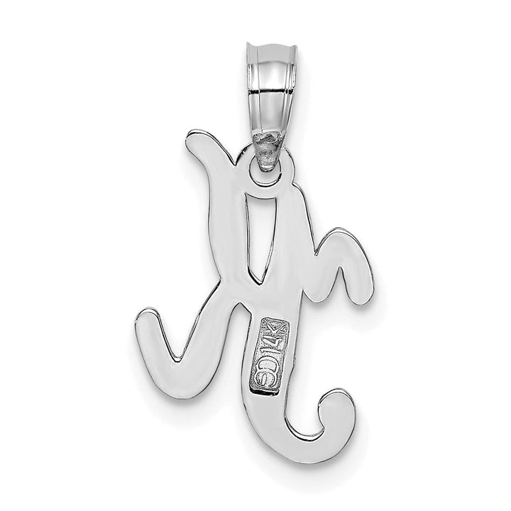 14K White Gold Fancy Script Design Letter K Initial Pendant