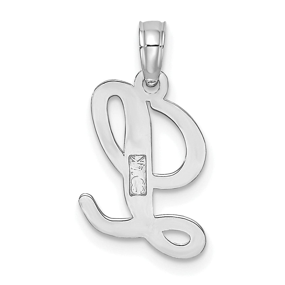 14K White Gold Fancy Script Design Letter L Initial Pendant