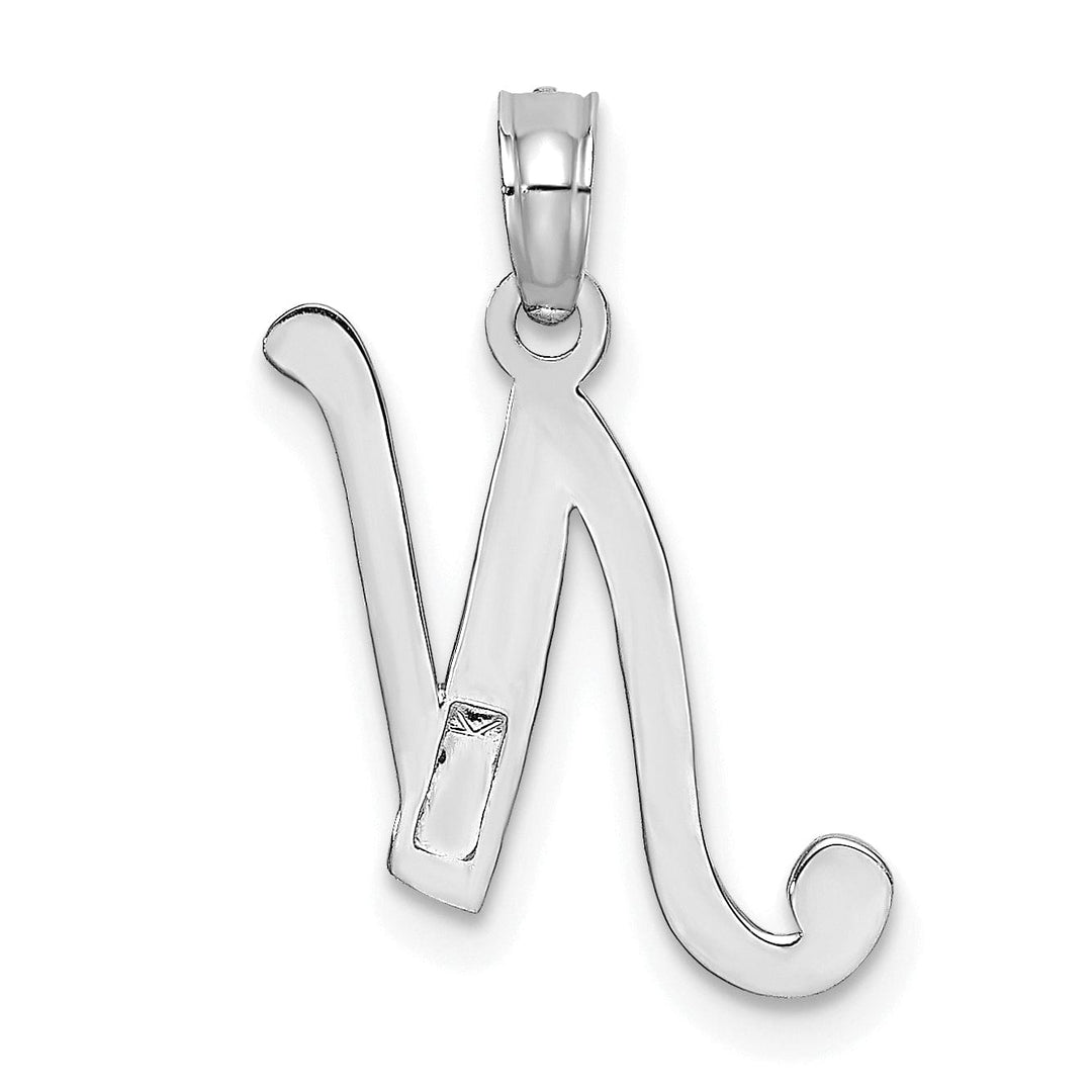 14K White Gold Fancy Script Design Letter N Initial Pendant