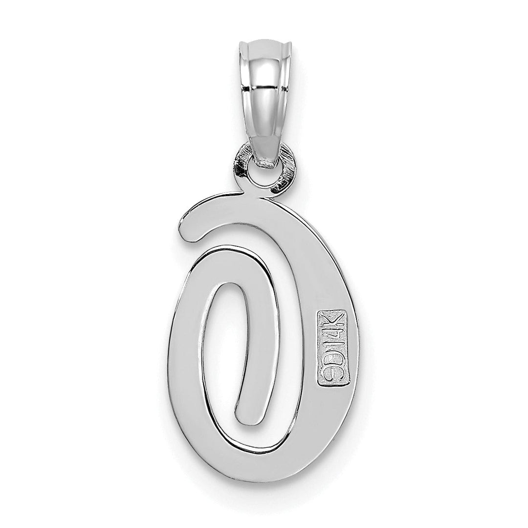 14K White Gold Fancy Script Design Letter O Initial Pendant