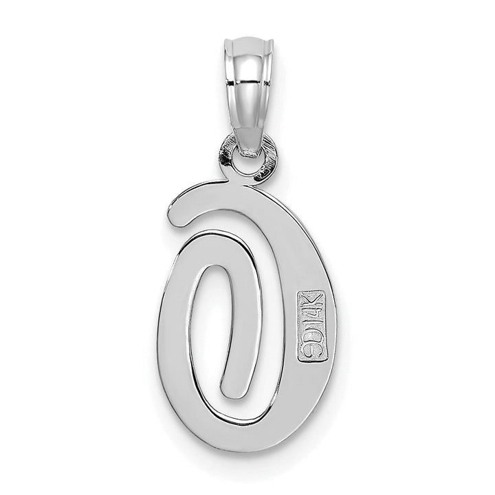 14K White Gold Fancy Script Design Letter O Initial Pendant