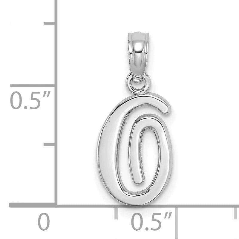 14K White Gold Fancy Script Design Letter O Initial Pendant