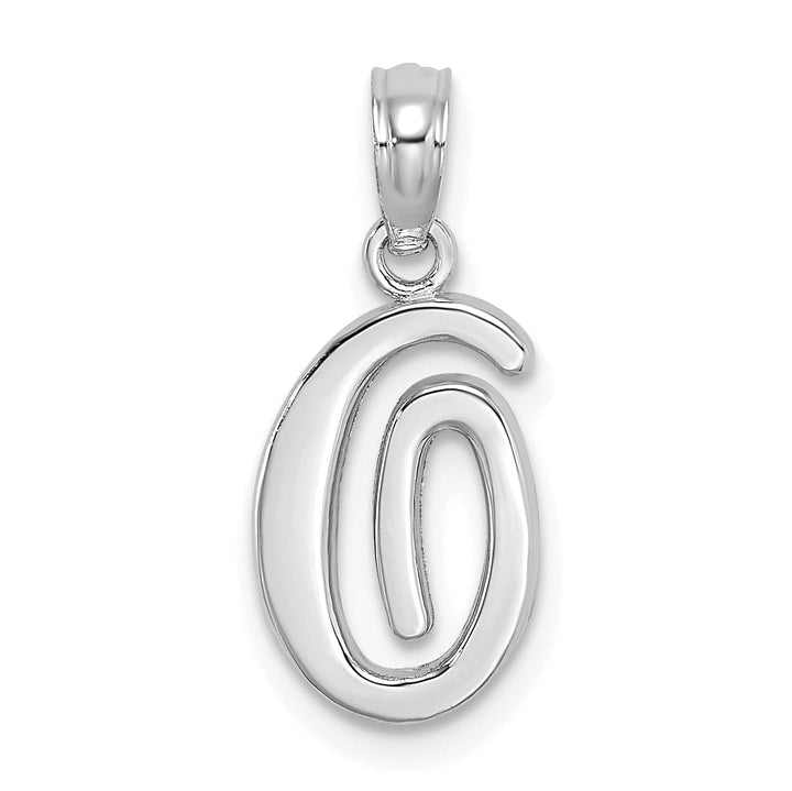 14K White Gold Fancy Script Design Letter O Initial Pendant