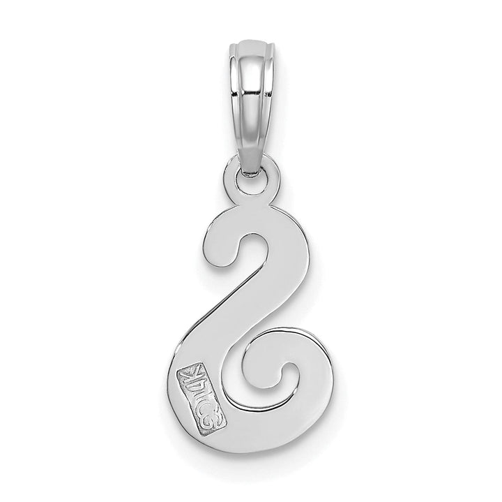 14K White Gold Fancy Script Design Letter S Initial Pendant