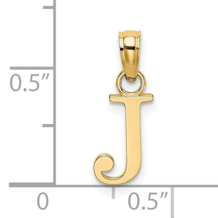 14K Yellow Gold Block Design Small Letter J Initial Charm Pendant