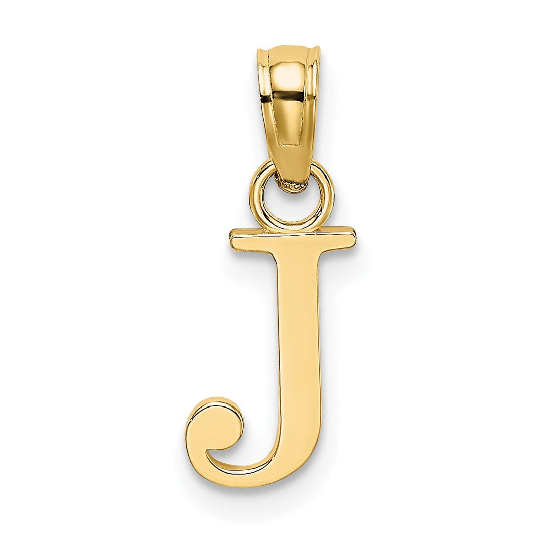 14K Yellow Gold Block Design Small Letter J Initial Charm Pendant