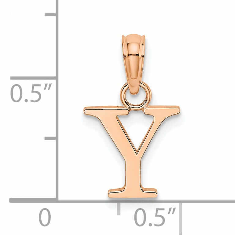 14K Rose Gold Block Design Small Letter Y Initial Charm Pendant