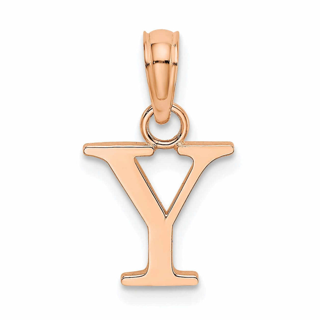 14K Rose Gold Block Design Small Letter Y Initial Charm Pendant