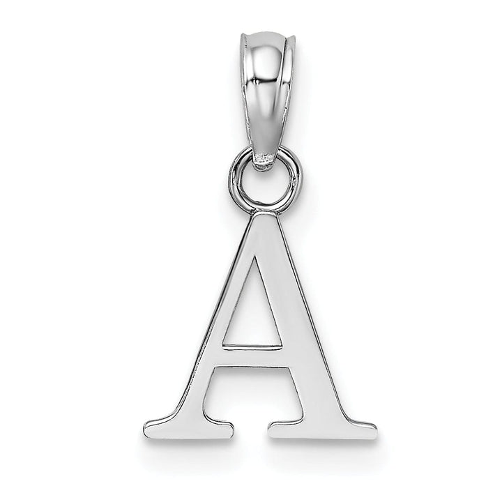 14K White Gold Block Design Small Letter A Initial Charm Pendant