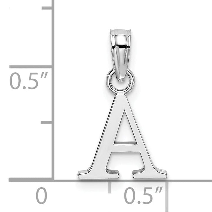 14K White Gold Block Design Small Letter A Initial Charm Pendant