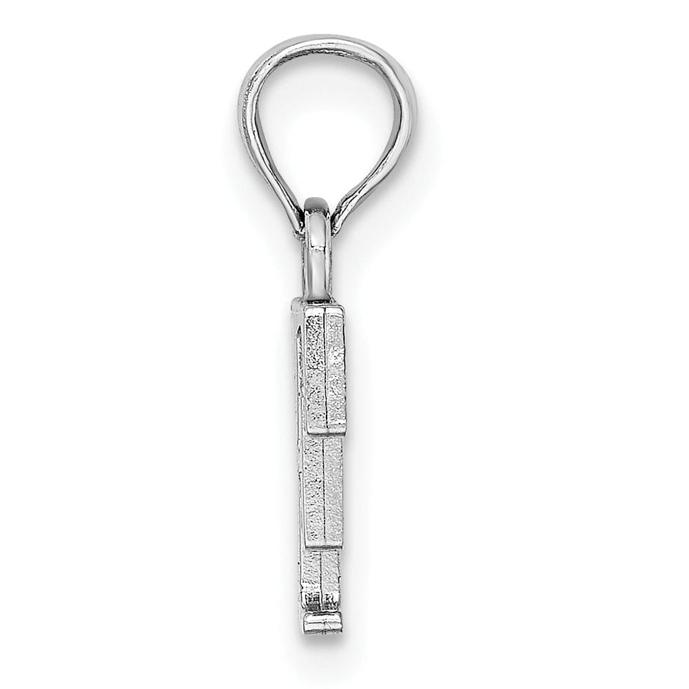 14K White Gold Block Design Small Letter F Initial Charm Pendant