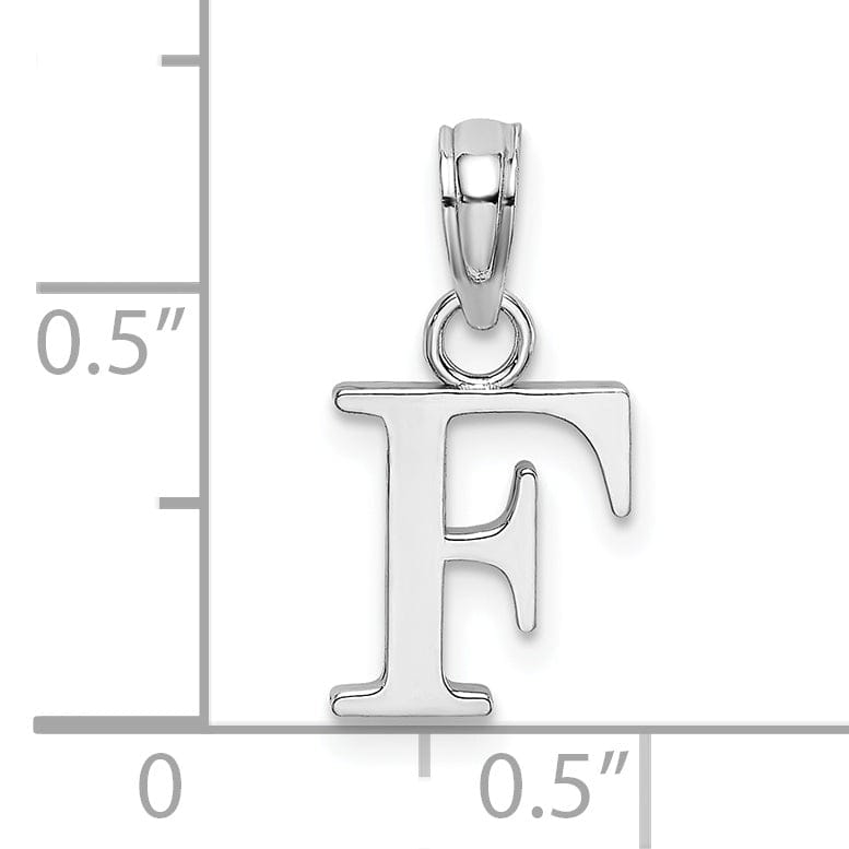 14K White Gold Block Design Small Letter F Initial Charm Pendant