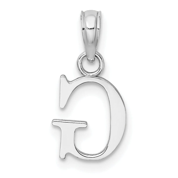 14K White Gold Block Design Small Letter G Initial Charm Pendant