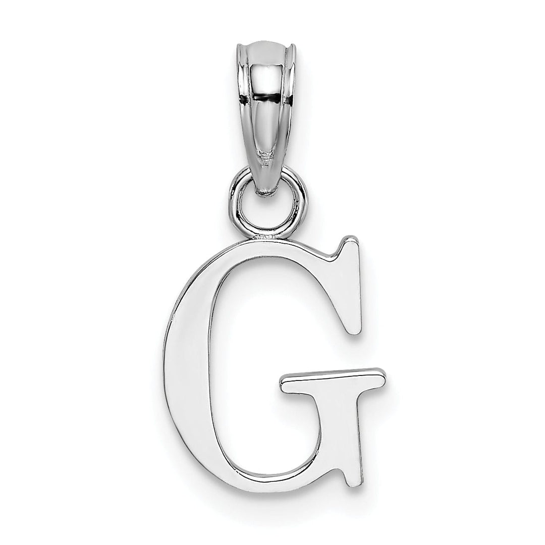 14K White Gold Block Design Small Letter G Initial Charm Pendant