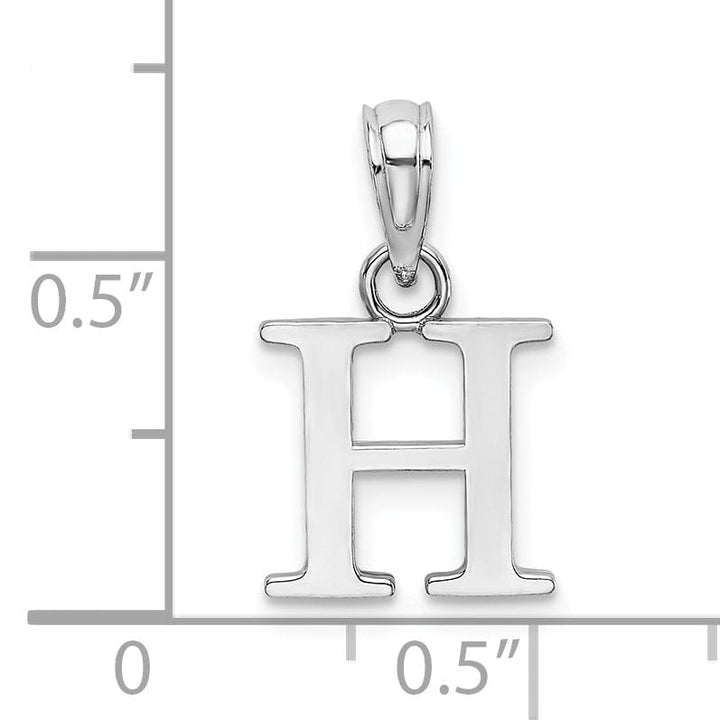 14K White Gold Block Design Small Letter H Initial Charm Pendant