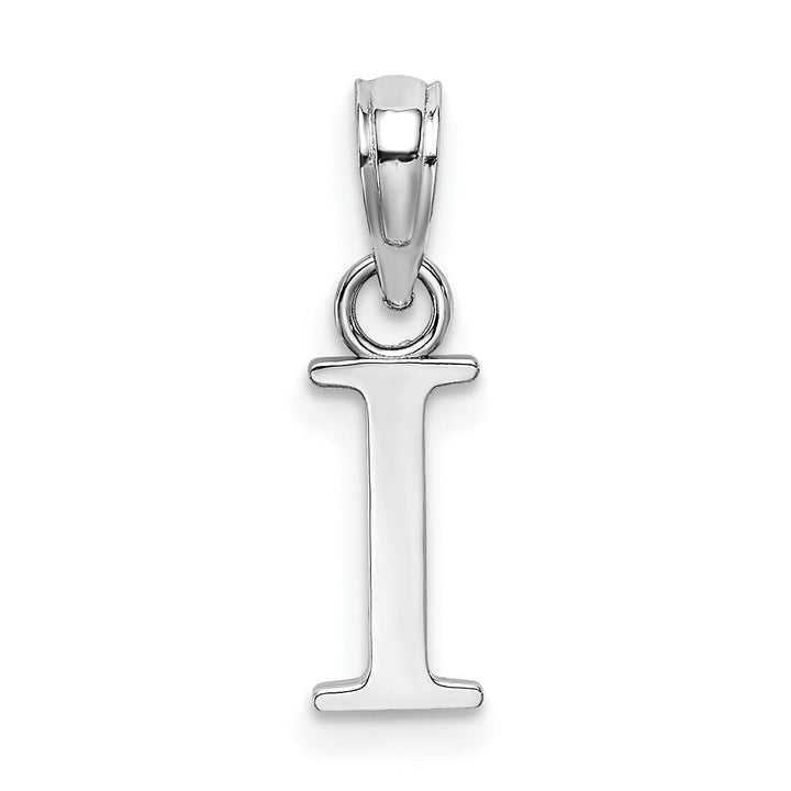 14K White Gold Block Design Small Letter I Initial Charm Pendant