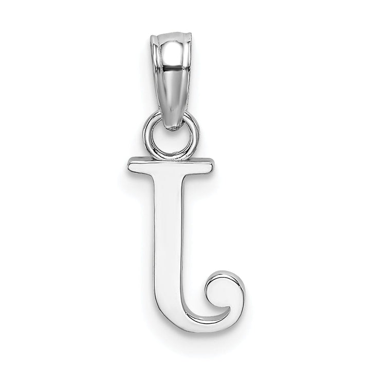 14K White Gold Block Design Small Letter J Initial Charm Pendant