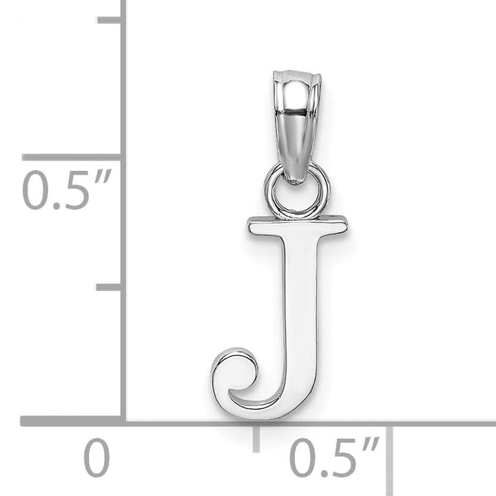 14K White Gold Block Design Small Letter J Initial Charm Pendant