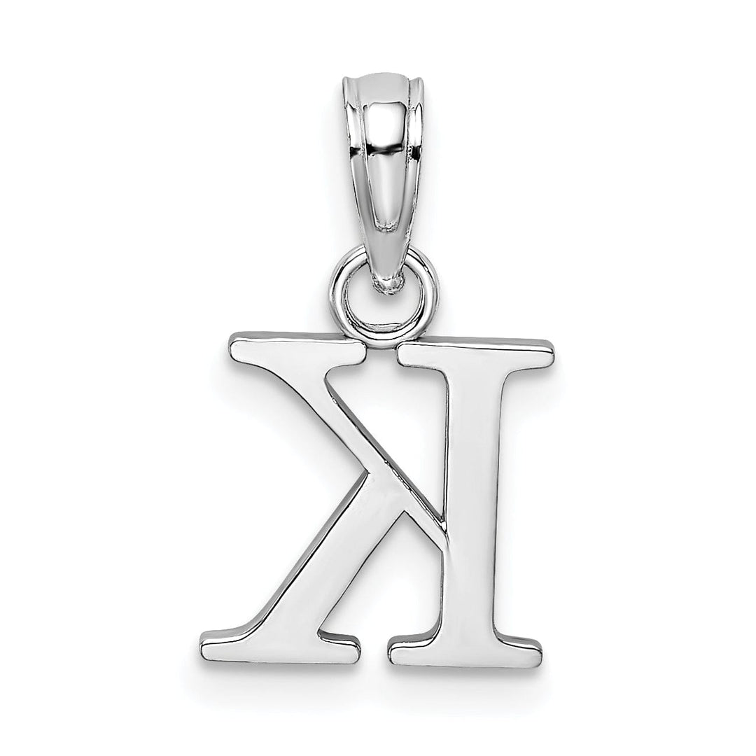 14K White Gold Block Design Small Letter K Initial Charm Pendant