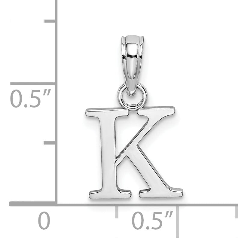 14K White Gold Block Design Small Letter K Initial Charm Pendant