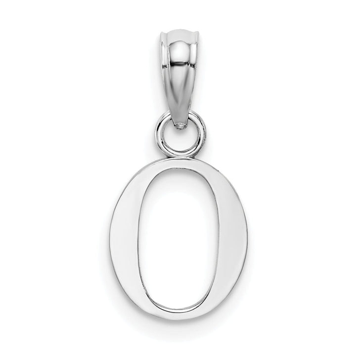 14K White Gold Block Design Small Letter O Initial Charm Pendant